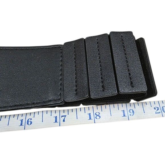 Jasgood Black Vintage Wide Elastic Stretch Waist Belt With Interlock Buckle 39 - Picture 4 of 4